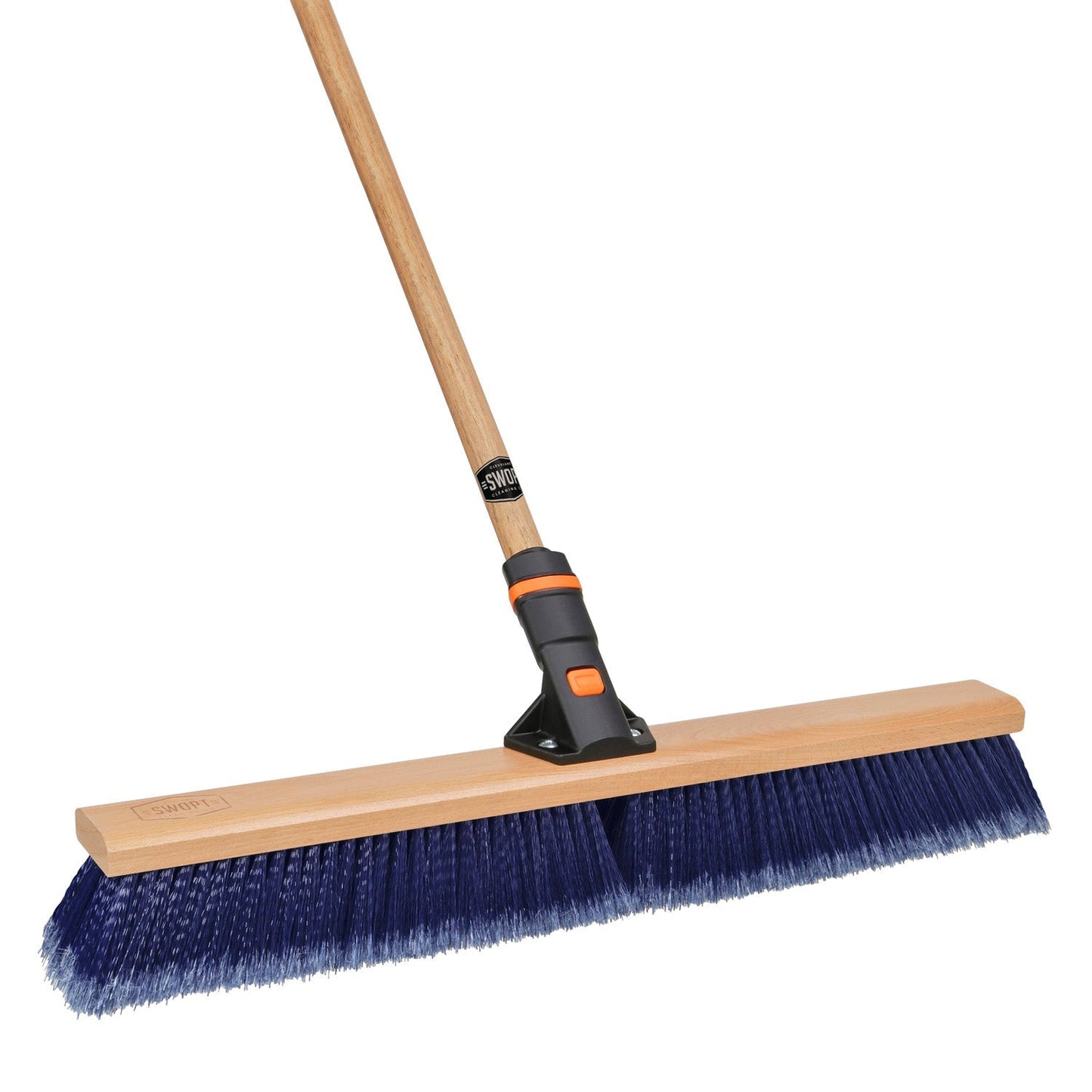 18 in. Premium Multi-Surface Push Broom Head with 60 in. Wood Handle Combo