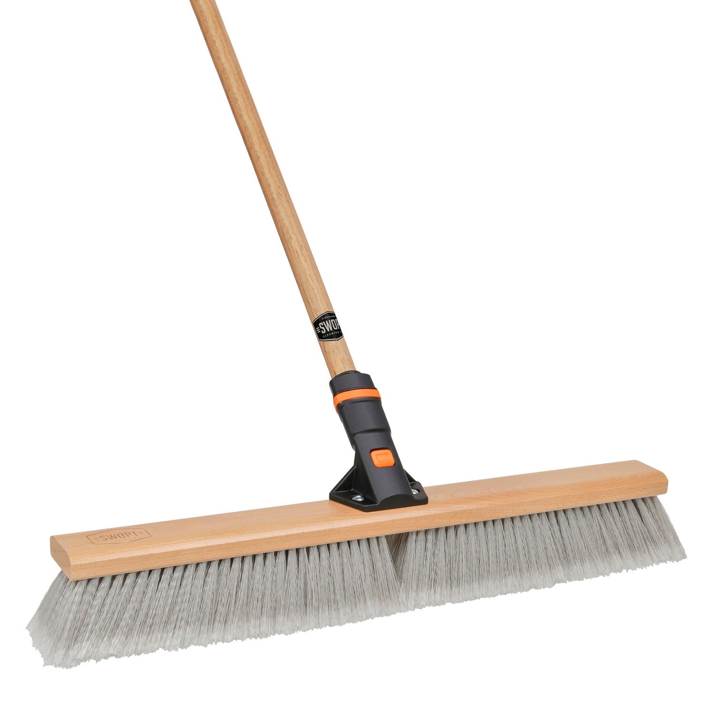 18 in. Smooth Surface Push Broom Head with 60 in. Wood Handle Combo