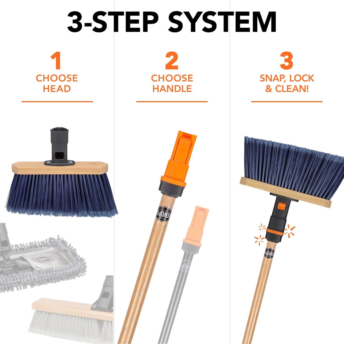 24 in. Smooth Surface Push Broom Head with 60 in. Wood Handle Combo