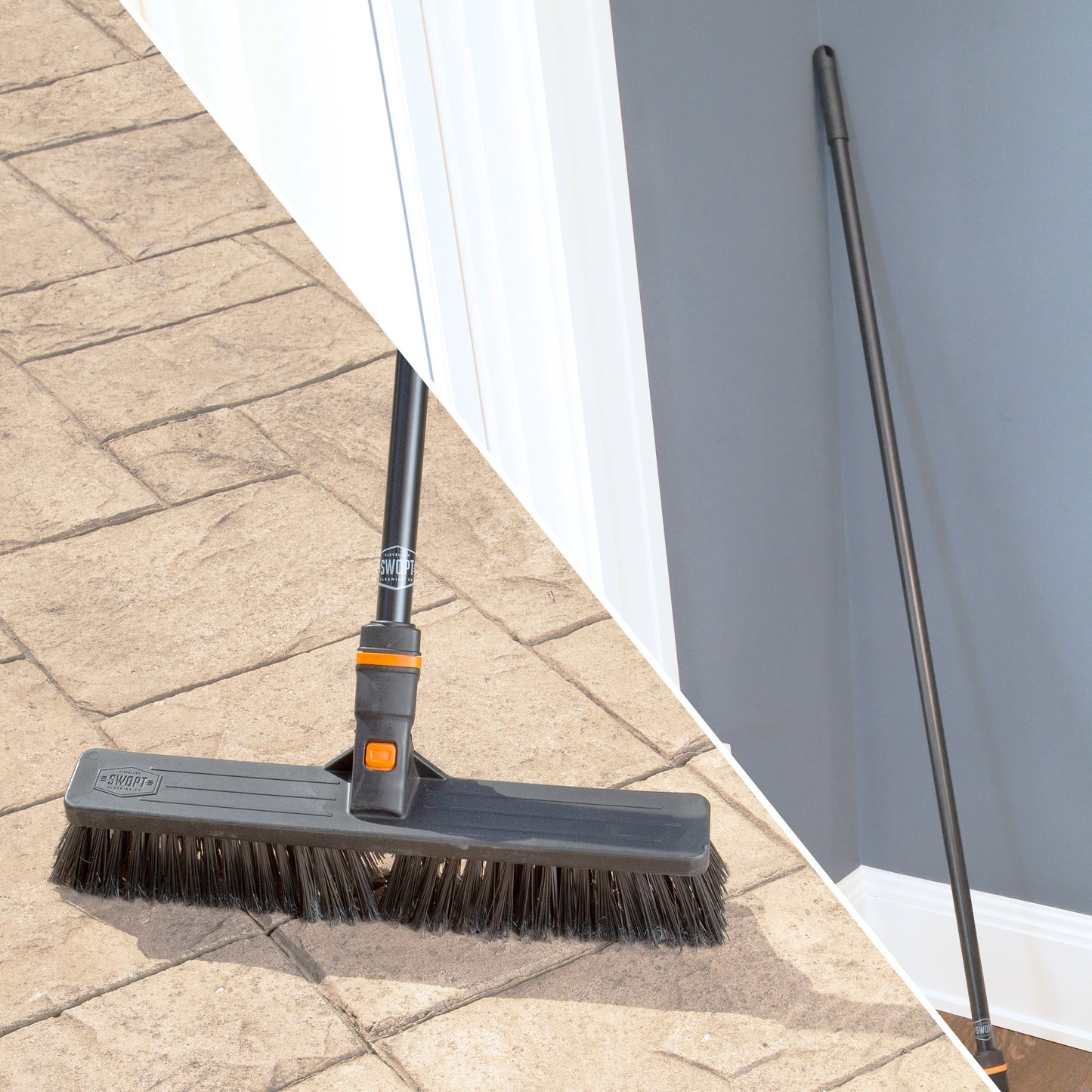 24 in. Standard Multi-Surface Push Broom Head with 60 in. Steel Handle Combo