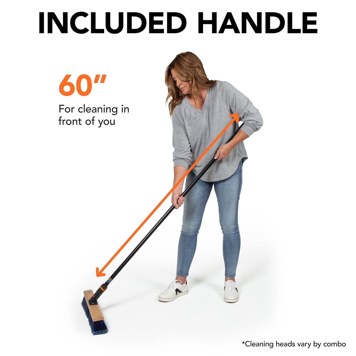 24 in. Standard Multi-Surface Push Broom Head with 60 in. Steel Handle Combo