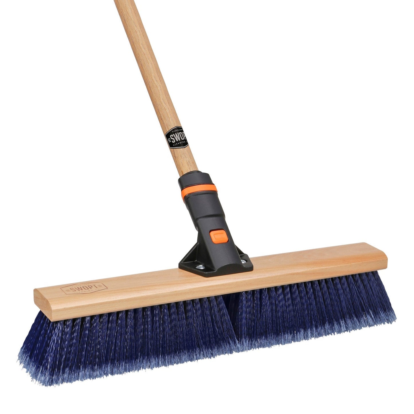24 in. Premium Multi-Surface Push Broom Head with 60 in. Wood Handle Combo