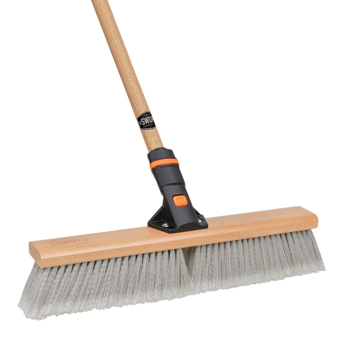 24 in. Smooth Surface Push Broom Head with 60 in. Wood Handle Combo