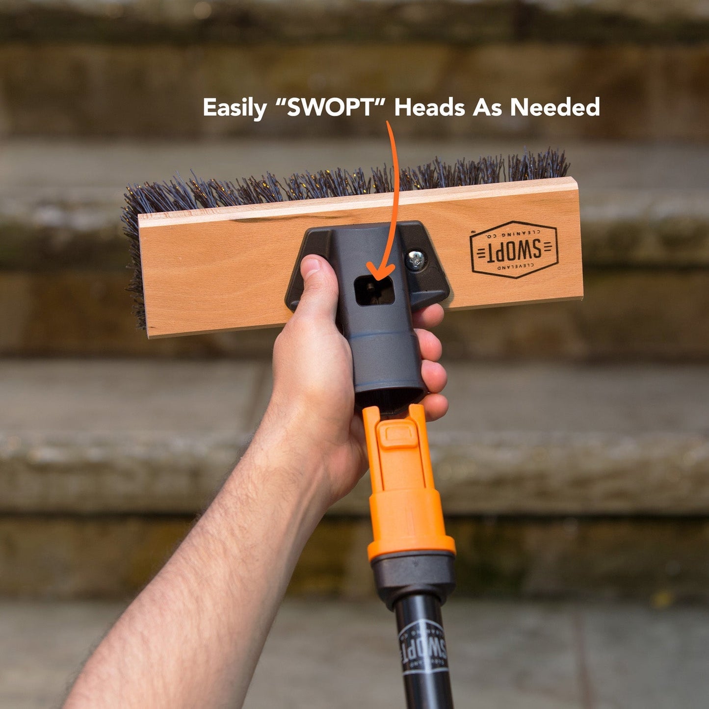 10 in. Rough Surface Deck Brush Head with 60 in. Wood Handle Combo