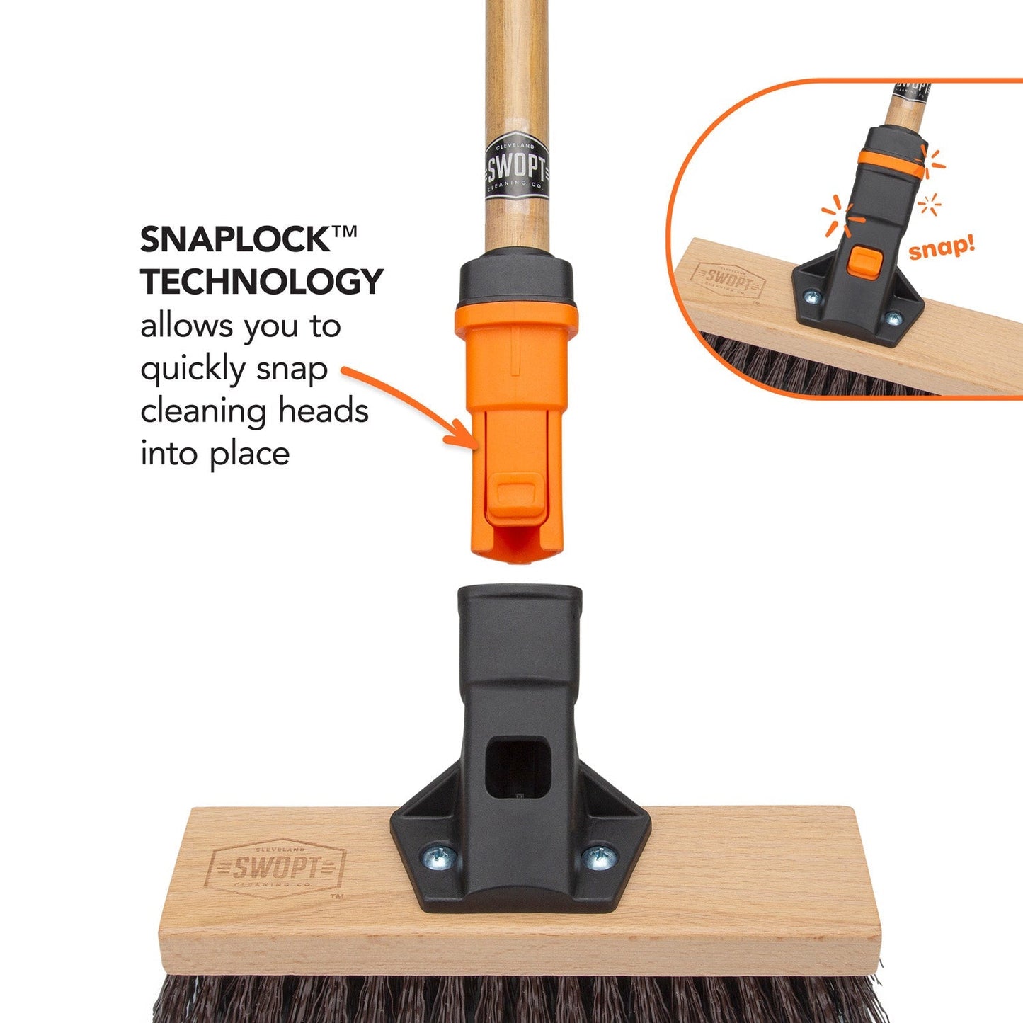 10 in. Rough Surface Deck Brush Head with 60 in. Wood Handle Combo