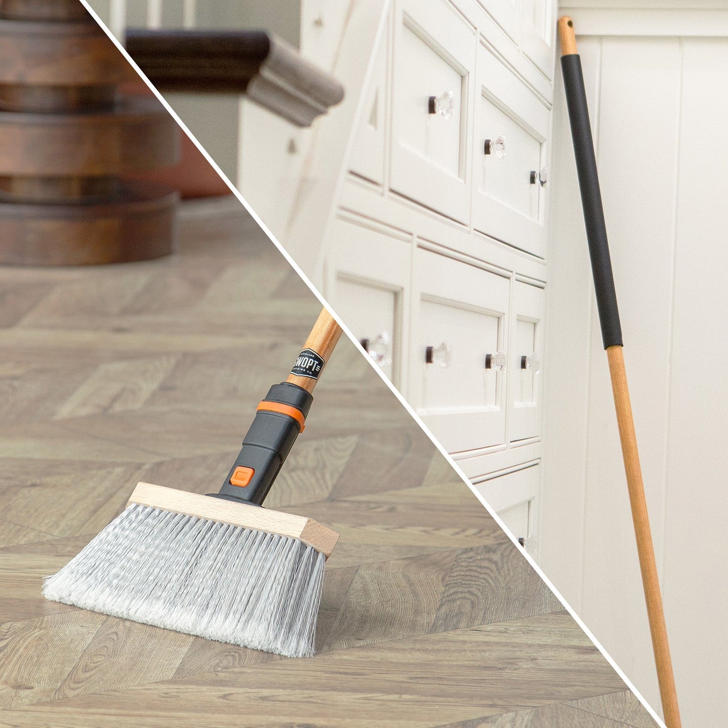 11 in. Smooth Surface Straight Broom Head with 48 in. Wood Handle Combo