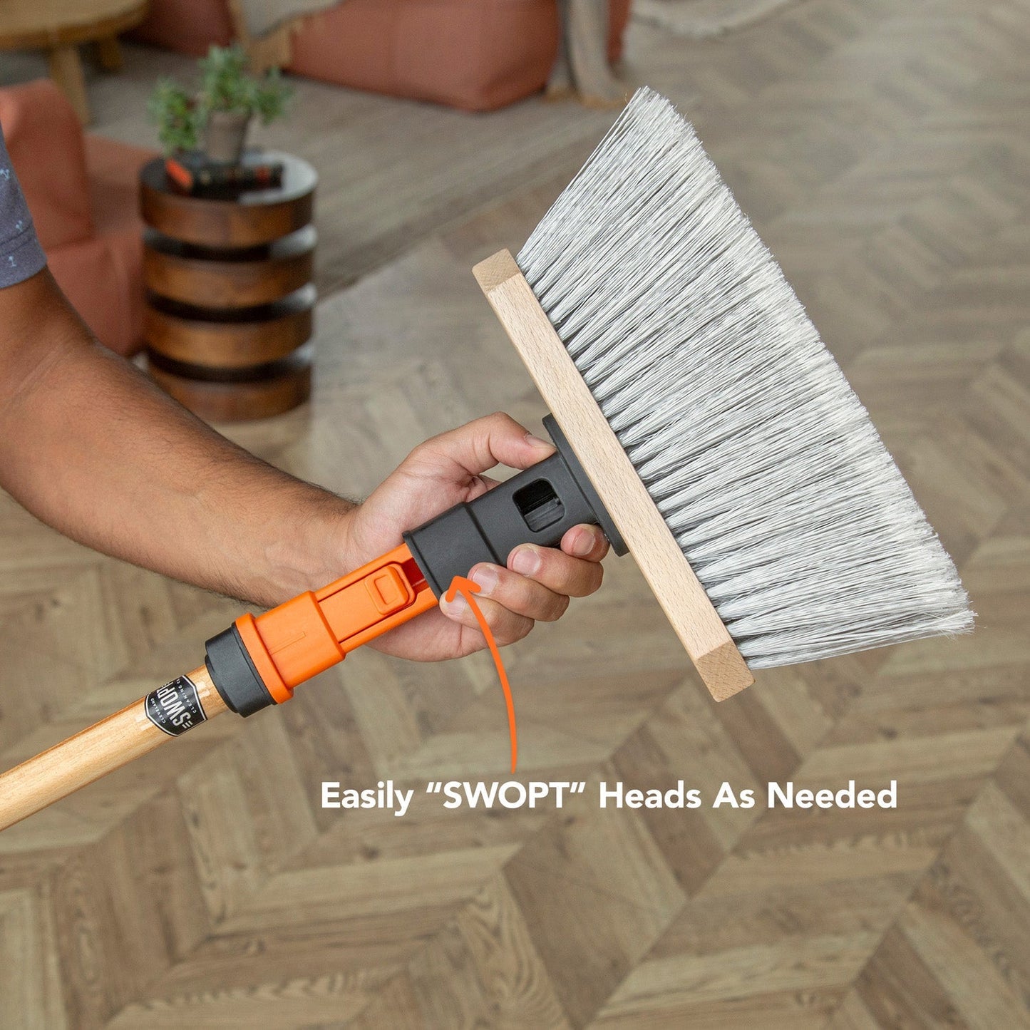 11 in. Smooth Surface Straight Broom Head with 48 in. Wood Handle Combo