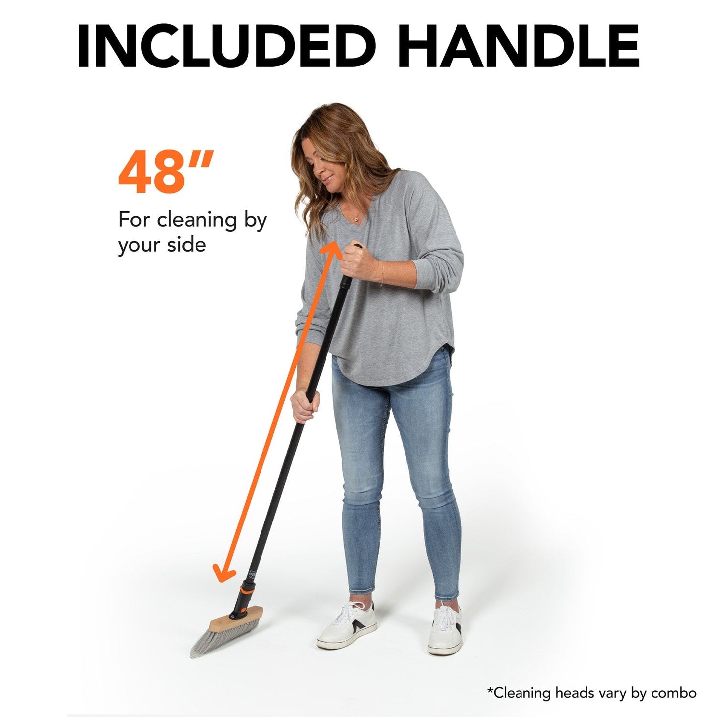 11 in. Standard Multi-Surface Angle Broom Head with 48 in. Steel Handle Combo