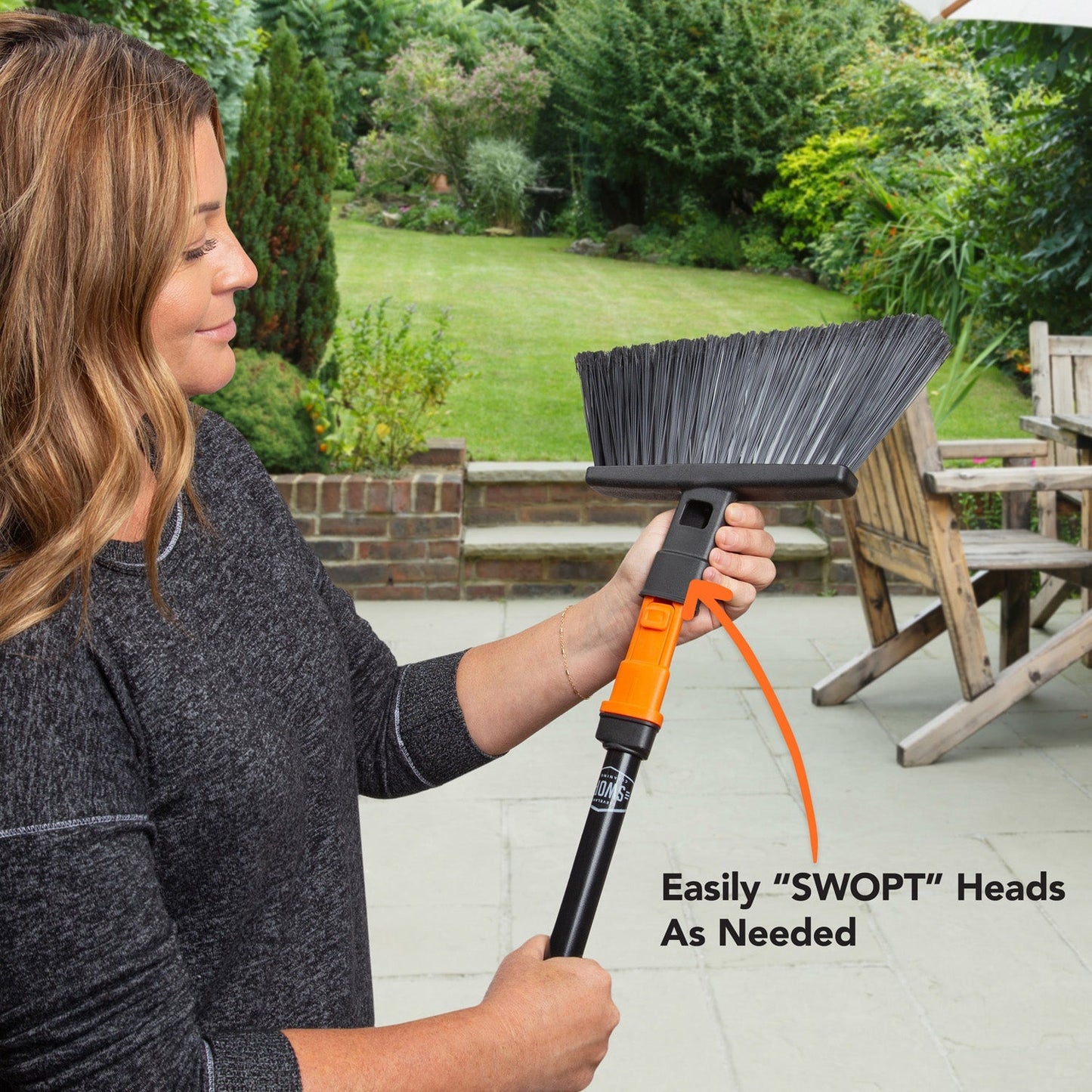 11 in. Standard Multi-Surface Angle Broom Head with 48 in. Steel Handle Combo
