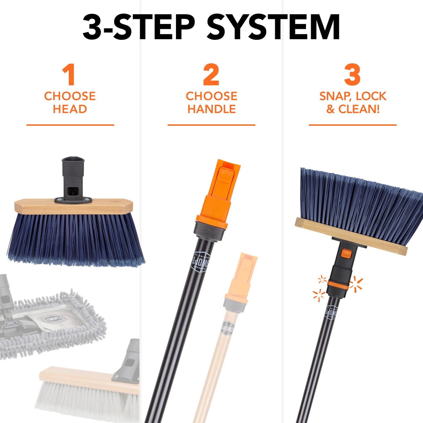 Standard Angle Broom Head and Dust Mop Head Bundle with 2 Handles