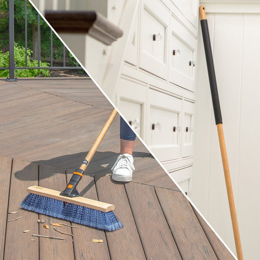 18 in. Premium Multi-Surface Push Broom Head with 60 in. Wood Handle Combo