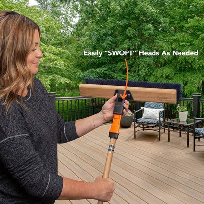 18 in. Premium Multi-Surface Push Broom Head with 60 in. Wood Handle Combo