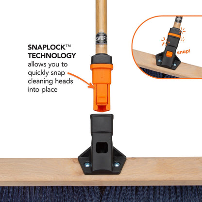 18 in. Premium Multi-Surface Push Broom Head with 60 in. Wood Handle Combo