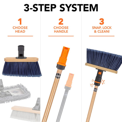 18 in. Premium Multi-Surface Push Broom Head with 60 in. Wood Handle Combo