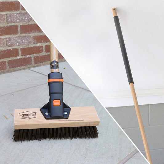 10 in. Rough Surface Deck Brush Head with 60 in. Wood Handle Combo