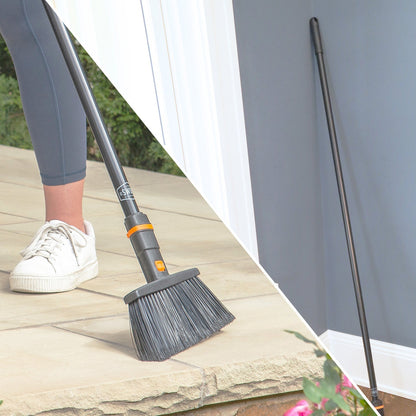 11 in. Standard Multi-Surface Angle Broom Head with 48 in. Steel Handle Combo